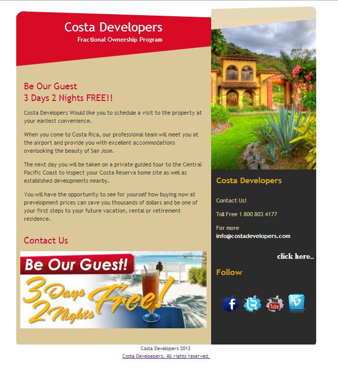  Be Our Guest!!!! 3 Days 2 Nights by Costa Developers vacation real estate properties investment costa rica costa developers be our guest aventure 
