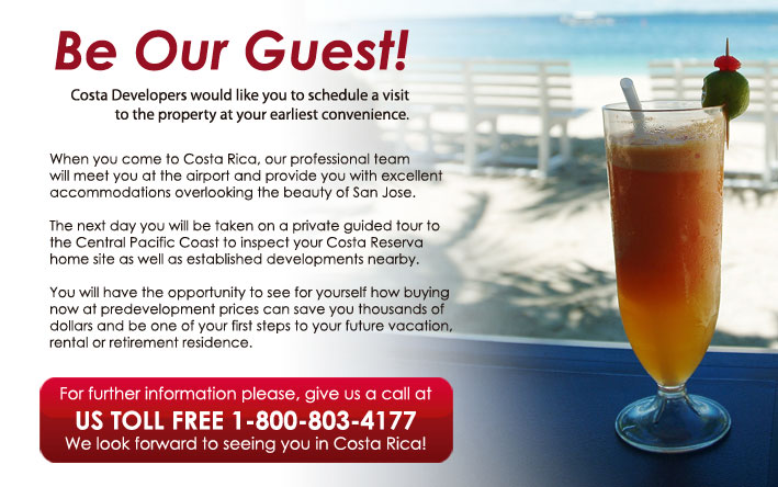  Be Our Guest!! 3 Days 2 Nights in Costa Developers vacation properties invesment fractional owners costa rica costa developers be our guest 